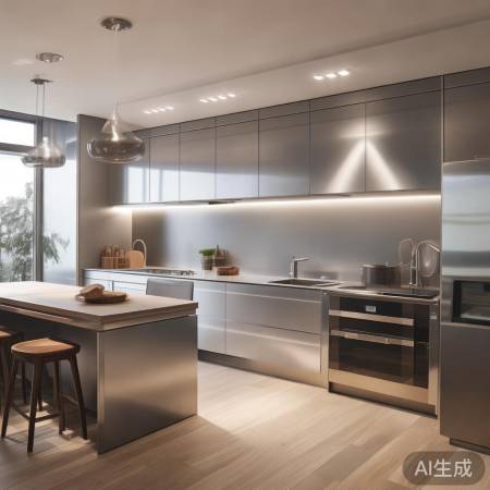 简约厨房配时尚消毒柜