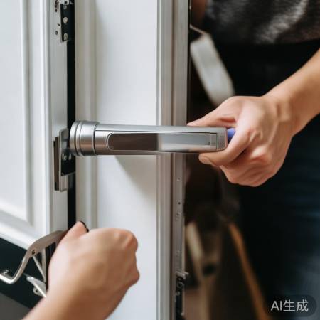 指纹锁安装步骤：固底板、装锁体