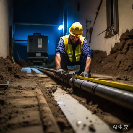 确定走向，切割平整废水管