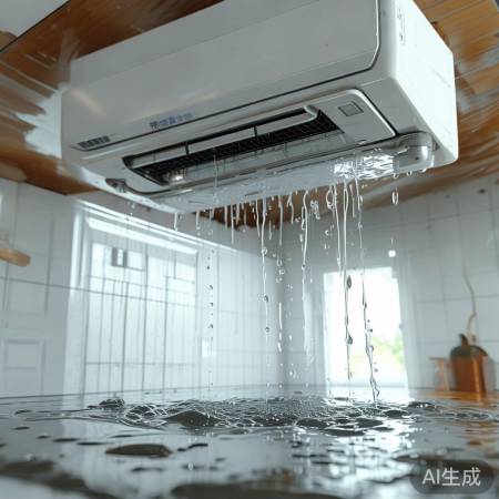 空调冷凝水排水不畅，外机漏水。