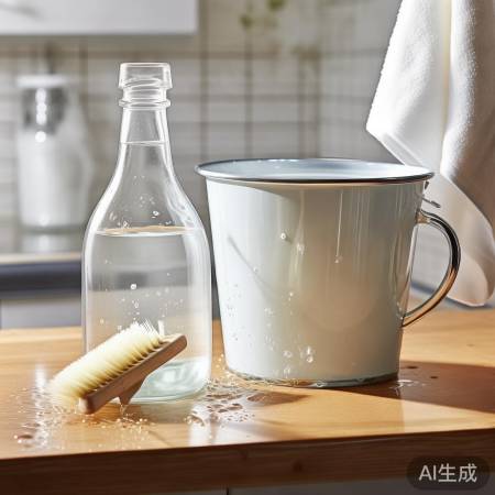 备好白醋、清水、刷子、毛巾