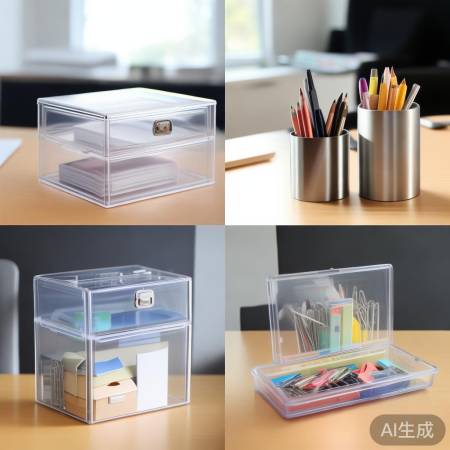 桌面收纳,透明盒整理,一目了然