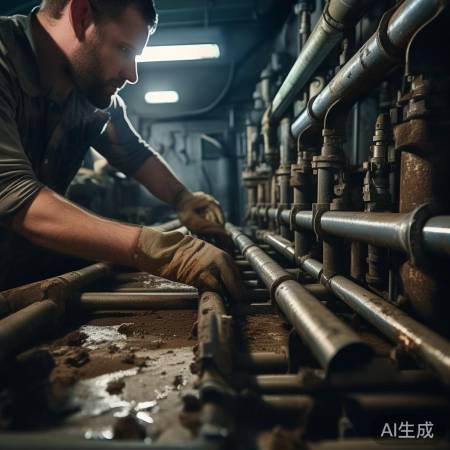 水管检查:接口锈迹,老化警示