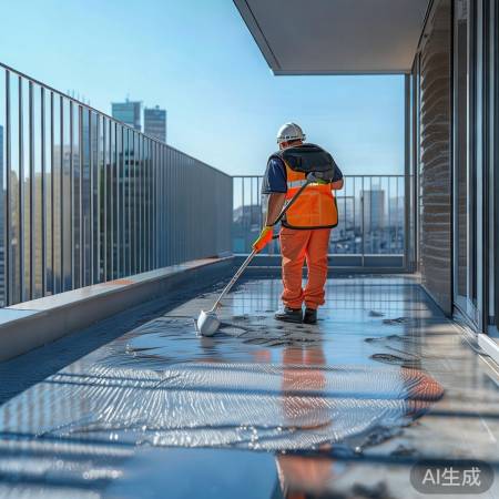 阳台铺设防水层，预防水分渗入。