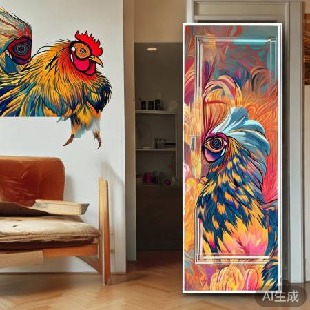 明星网红爱公鸡贴画，家居潮流新