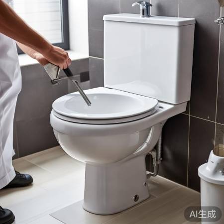 安装抽水马桶，紧固连接，密封接