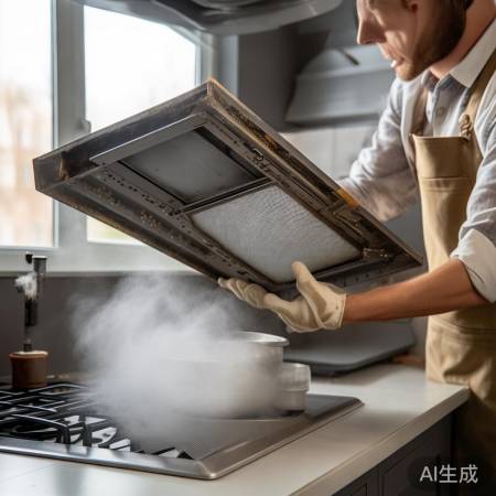 烟机清洗:断电拆洗,油网滤网泡