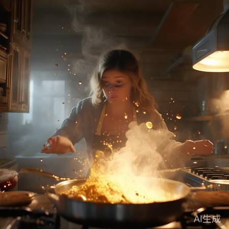 油溅眼眸，做饭小心油烟！