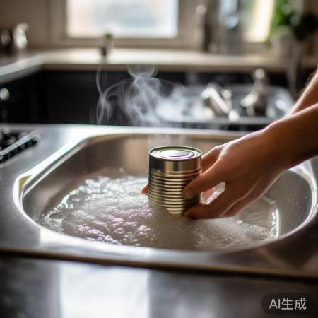 冷水微火解冻易拉罐，小心烫伤。