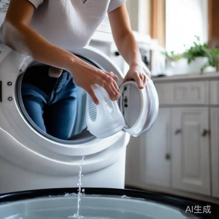 倒入洗衣粉，注意别浪费