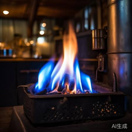 蓝焰燃烧充分，黄焰需调风门。