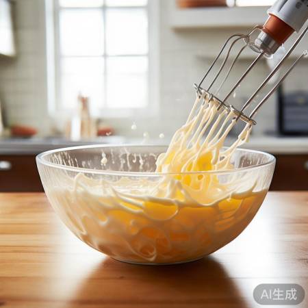 鸡蛋糖打发，细腻口感佳。