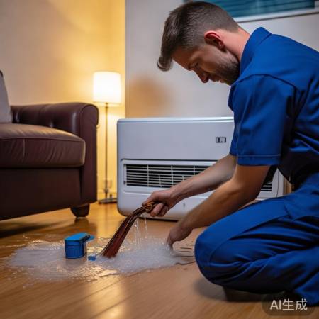 空调漏水，师傅疏通排水管。