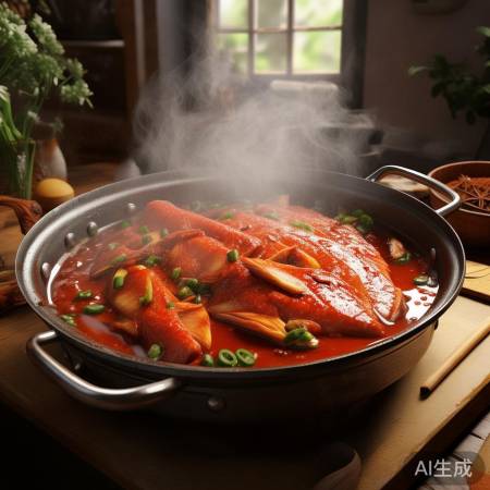 红烧带鱼，姜片葱段去腥，调料丰