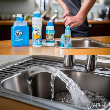 排水管堵塞，疏通剂热水冲洗解决