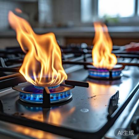 燃气比例不当，火焰大小异常。