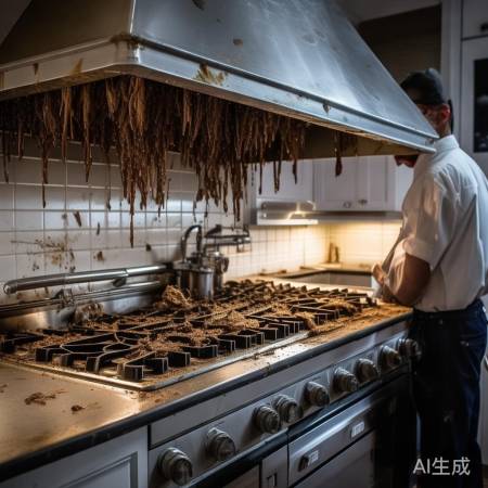 排烟不畅，管道堵塞或风机坏，清