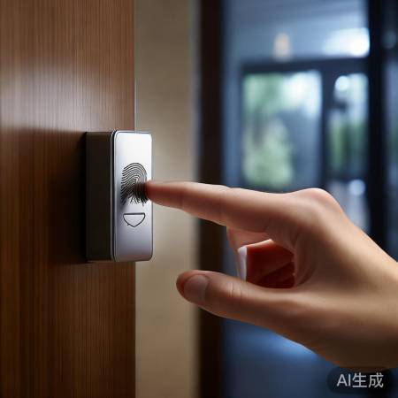 指纹锁设指纹，手干净利索。