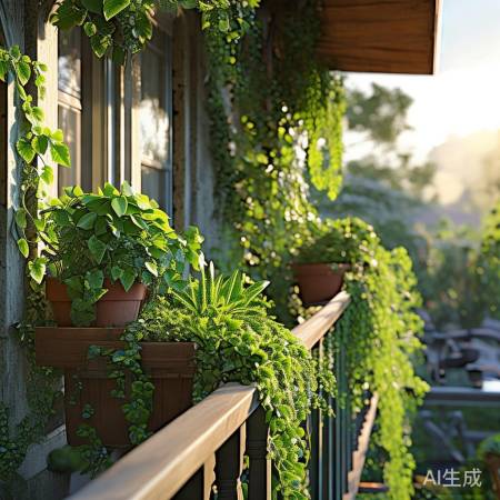 阳台添绿植，美化净化两不误。