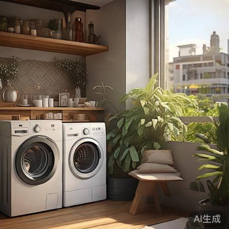 阳台洗衣机+茶吧台，温馨个性小