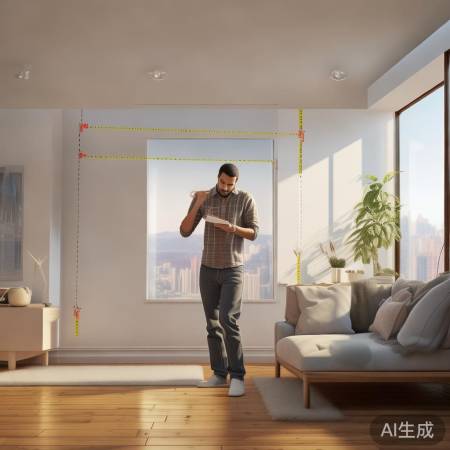 量尺子算面积，5×3=15㎡