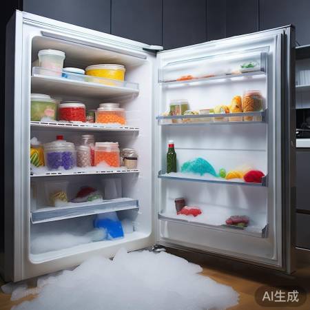 冷冻层摆放不当，结冰多。