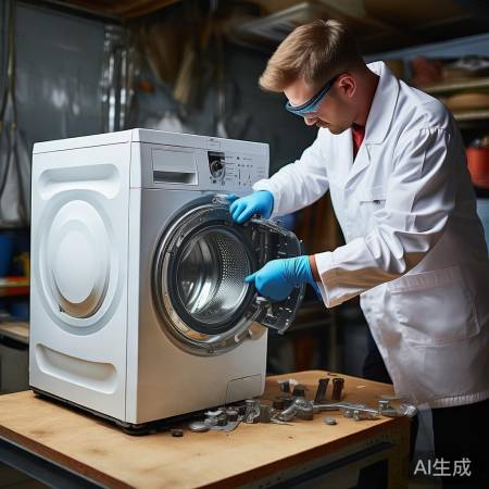 拆卸洗衣机，注意安全操作。