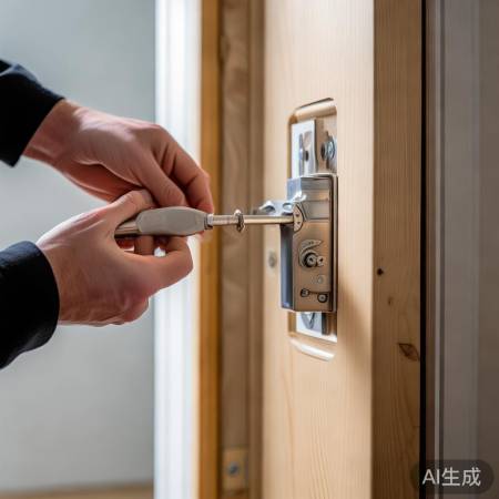 安装锁体，均匀固定门框