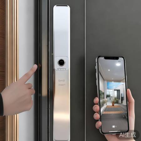 智能指纹锁门，安全便捷。