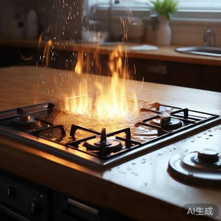 燃气灶进水隐患大，易引发电火花