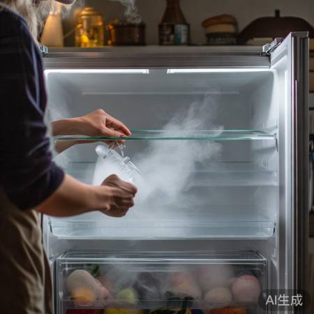 关冰箱门，热水除冰防结霜。