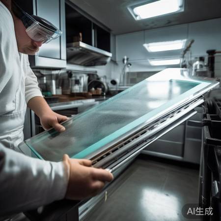 拆油烟机玻璃:轻轻转动或拧螺丝